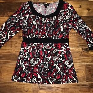 Red Silk Pattern Top